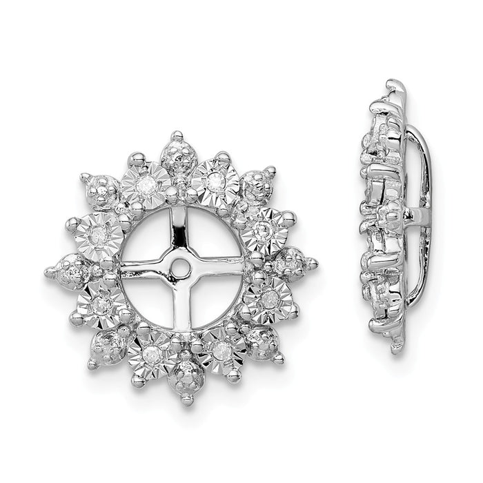 Stella Silver 925 Sterling Silver Rhodium Diamond  Earring Jacket, 14mm x 14mm