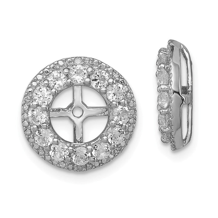 Stella Silver 925 Sterling Silver Rhodium Diamond  & White Topaz Earring Jacket, 12mm x 12mm