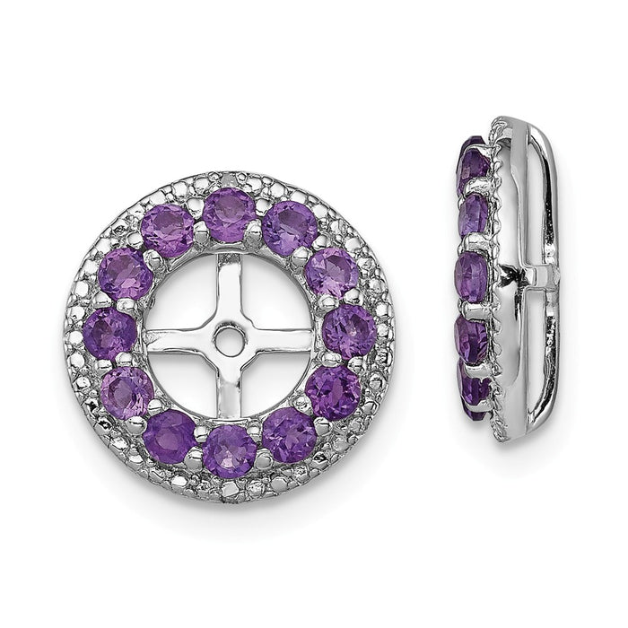 Stella Silver 925 Sterling Silver Rhodium Diamond  & Amethyst Earring Jacket, 12mm x 12mm