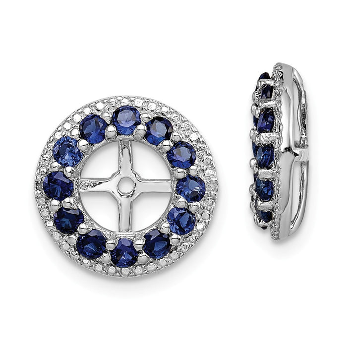 Stella Silver 925 Sterling Silver Rhodium Diamond  & Created Sapphire Earring Jacket, 12mm x 12mm