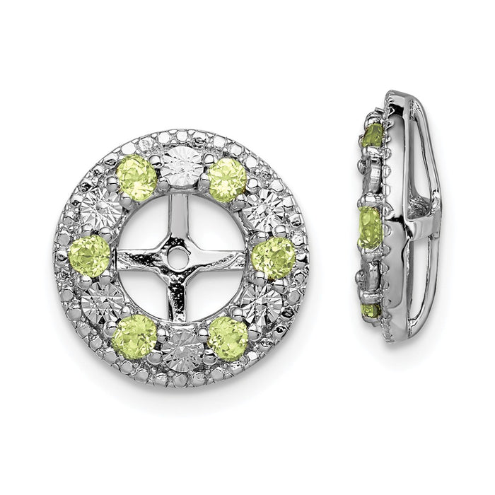 Stella Silver 925 Sterling Silver Rhodium Peridot Earring Jacket, 13mm x 13mm