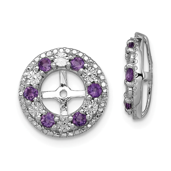 Stella Silver 925 Sterling Silver Rhodium Amethyst Earring Jacket, 13mm x 13mm