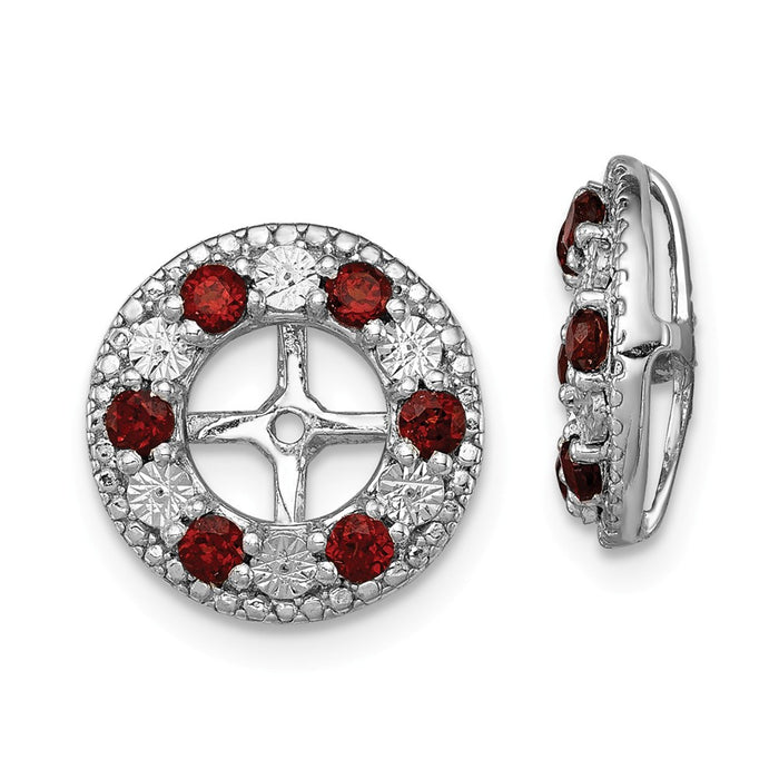 Stella Silver 925 Sterling Silver Rhodium Garnet Earring Jacket, 13mm x 13mm