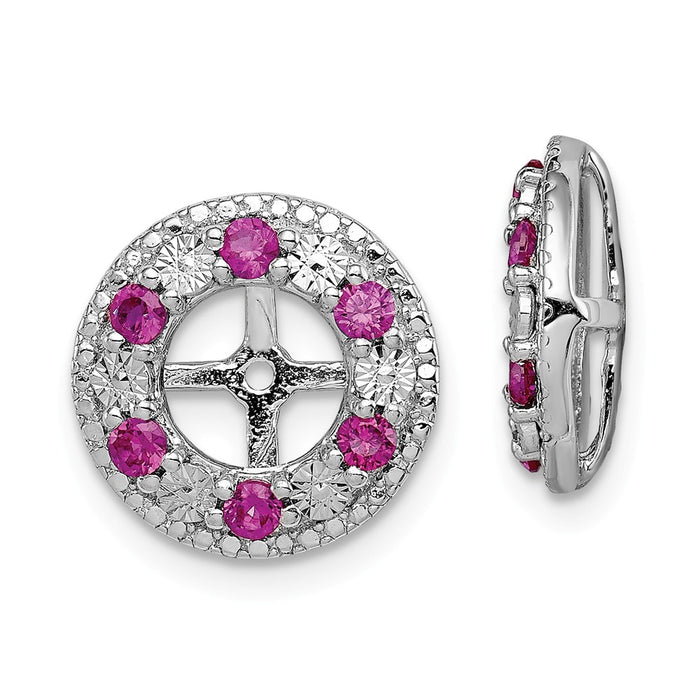 Stella Silver 925 Sterling Silver Rhodium Created Ruby Earring Jacket, 13mm x 13mm