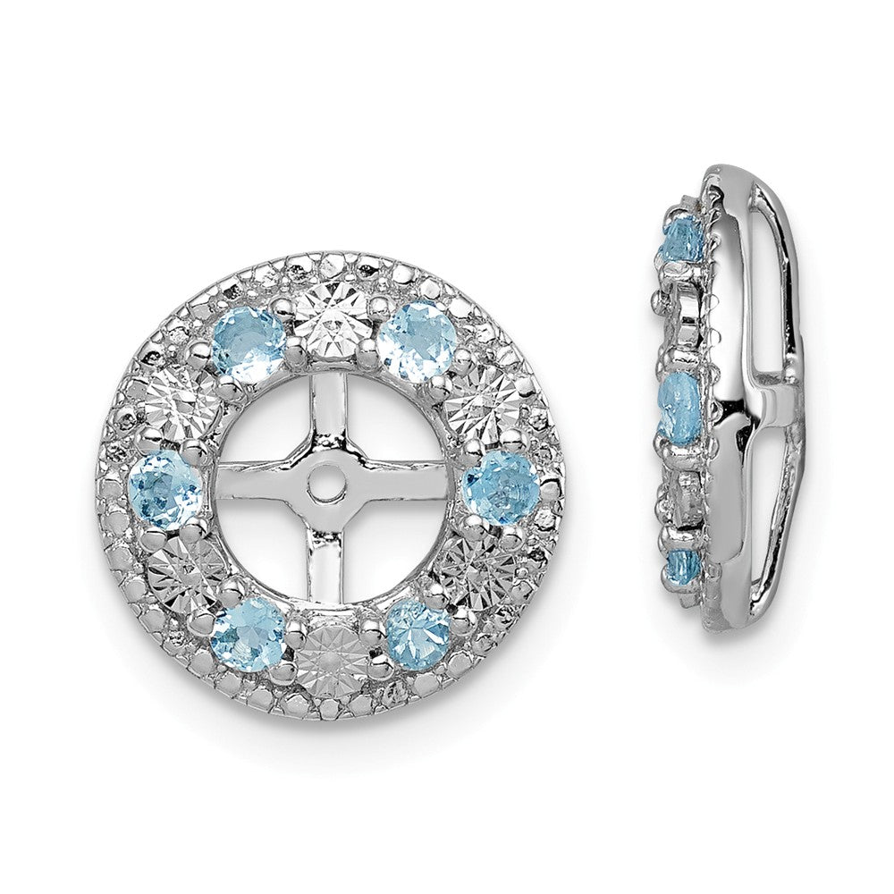 Stella Silver 925 Sterling Silver Rhodium Aquamarine Earring Jacket, 13mm x 13mm
