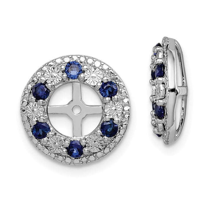 Stella Silver 925 Sterling Silver Rhodium Created Sapphire Earring Jacket, 13mm x 13mm