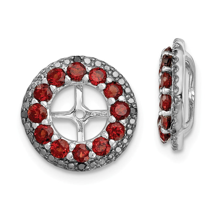 Stella Silver 925 Sterling Silver Rhodium Garnet & Black Sapphire Earring Jacket, 13mm x 13mm