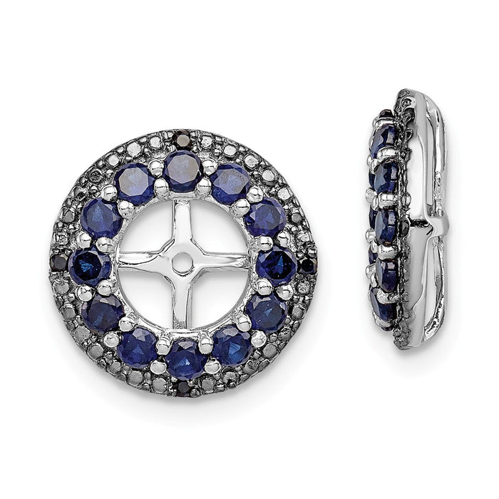 Stella Silver 925 Sterling Silver Rhodium Created Sapphire & Black Sapphire Earring Jacket, 13mm x 13mm