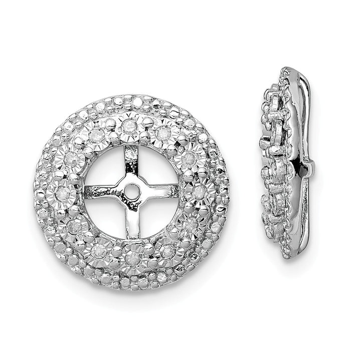 Stella Silver 925 Sterling Silver Rhodium Diamond  Earring Jacket, 13mm x 13mm