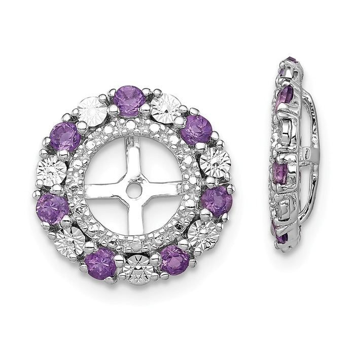 Stella Silver 925 Sterling Silver Rhodium Amethyst Earring Jacket, 13mm x 13mm