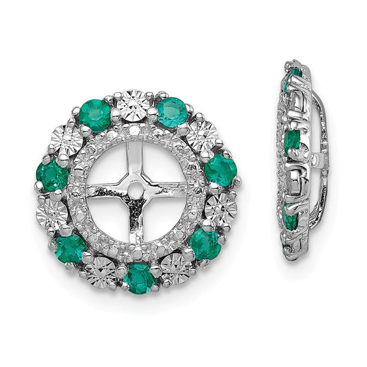 Stella Silver 925 Sterling Silver Rhodium Created Emerald Earring Jacket, 13mm x 13mm
