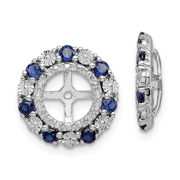 Stella Silver 925 Sterling Silver Rhodium Created Sapphire Earring Jacket, 13mm x 13mm