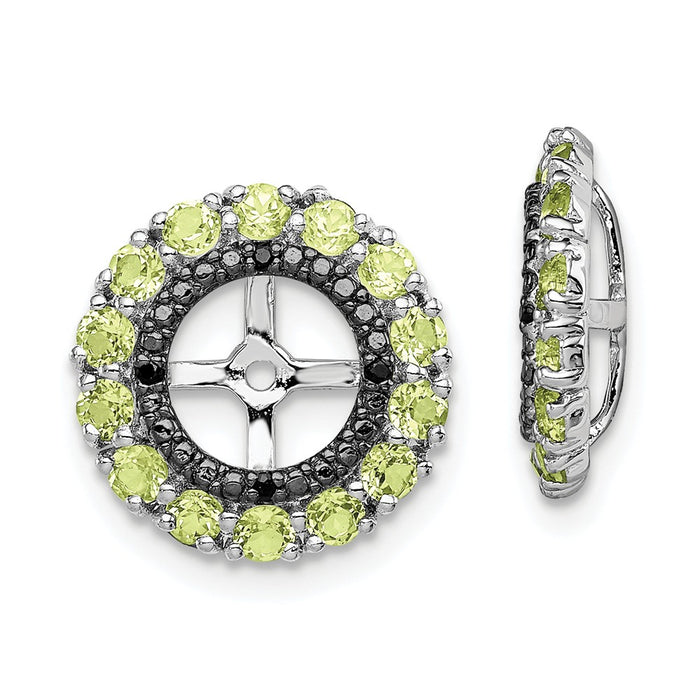 Stella Silver 925 Sterling Silver Rhodium Peridot & Black Sapphire Earring Jacket, 13mm x 13mm