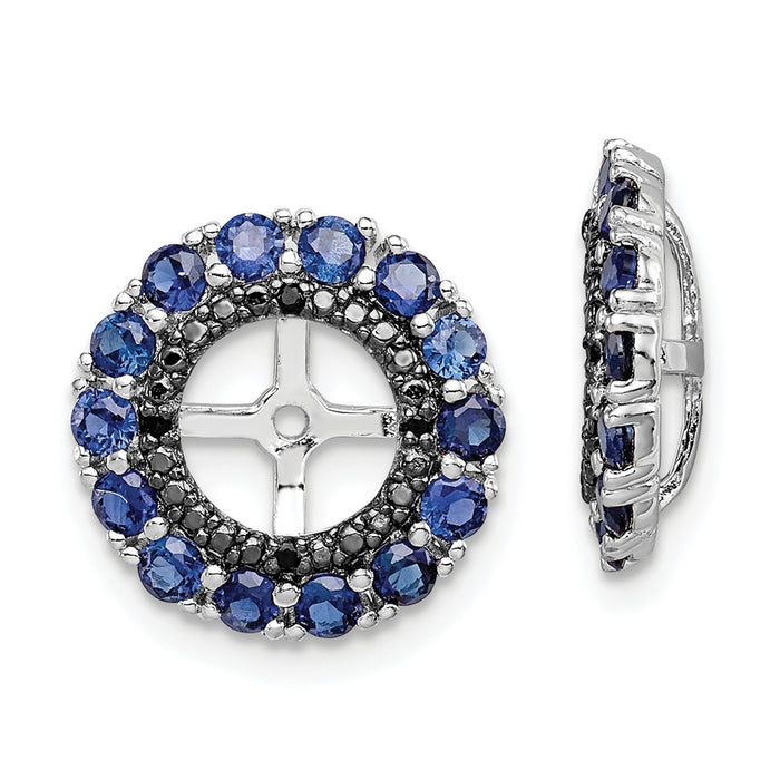 Stella Silver 925 Sterling Silver Rhodium Created Sapphire & Black Sapphire Earring Jacket, 13mm x 13mm