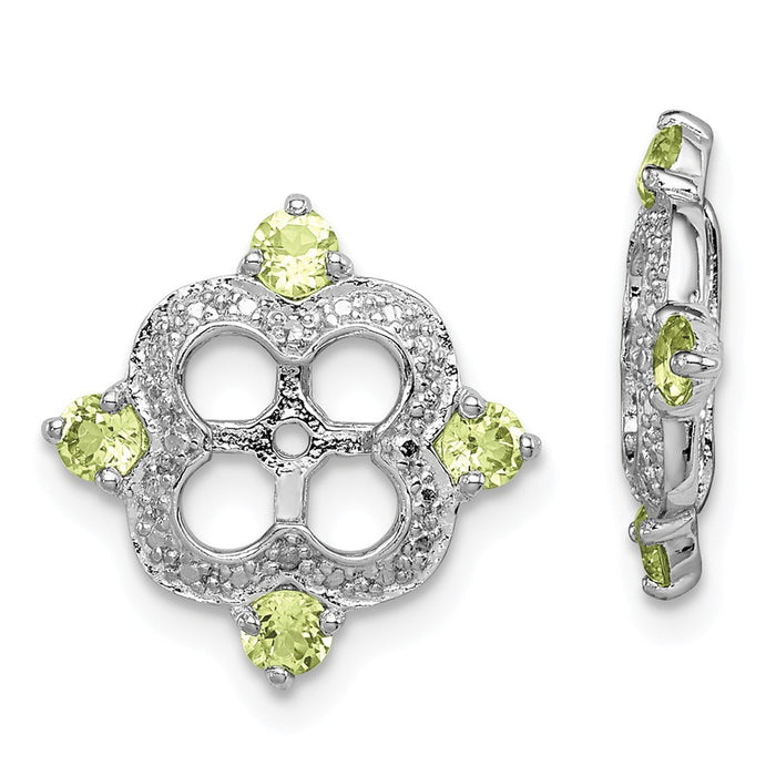 Stella Silver 925 Sterling Silver Rhodium Diamond  & Peridot Earring Jacket, 11mm x 11mm