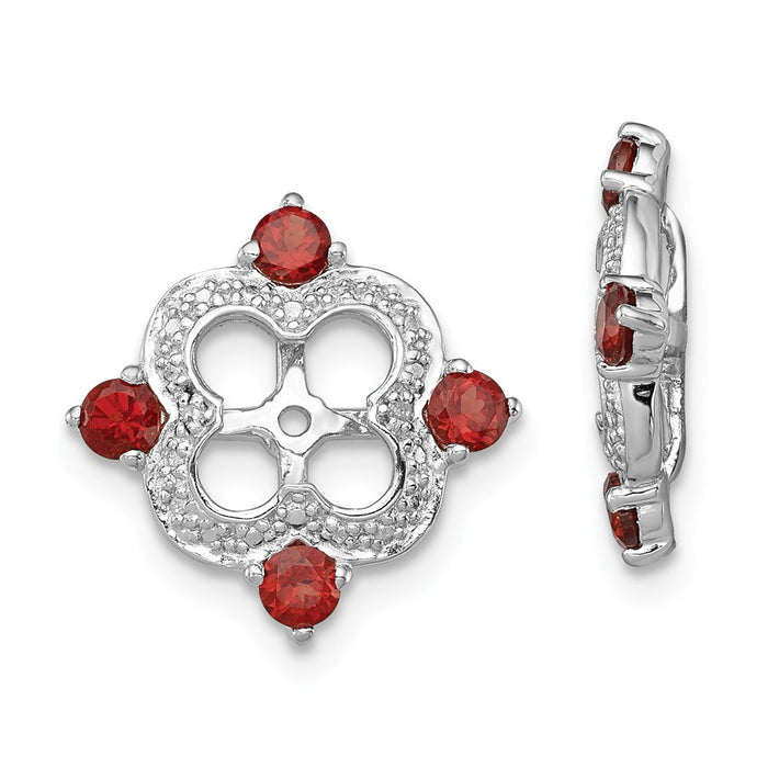 Stella Silver 925 Sterling Silver Rhodium Diamond  & Garnet Earring Jacket, 11mm x 11mm