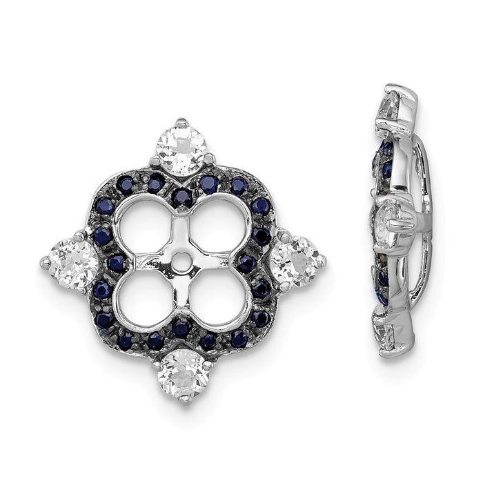 Stella Silver 925 Sterling Silver Rhodium White Topaz & Black Sapphire Earring Jacket, 11mm x 11mm