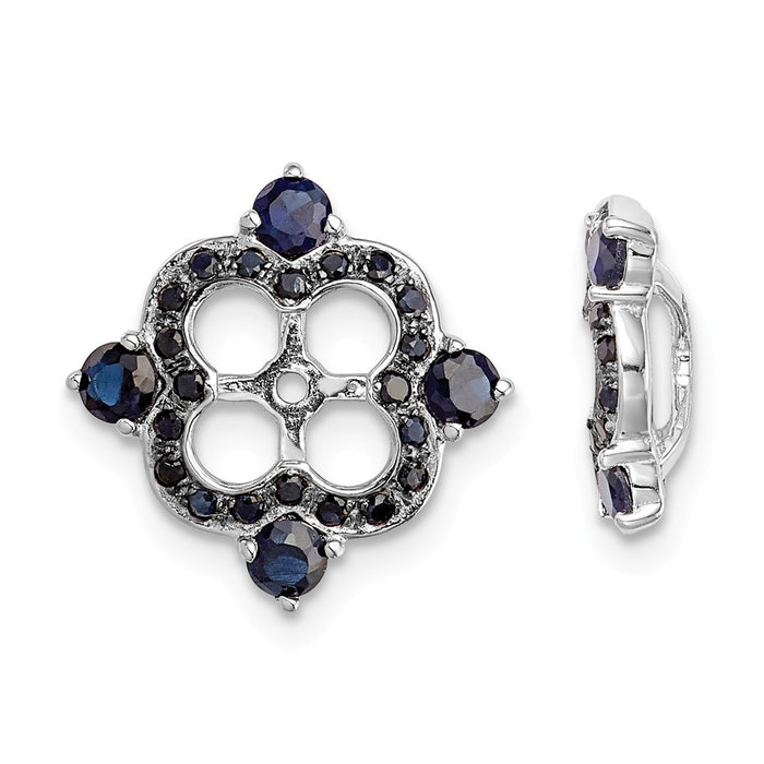 Stella Silver 925 Sterling Silver Rhodium Created Sapphire & Black Sapphire Earring Jacket, 11mm x 11mm