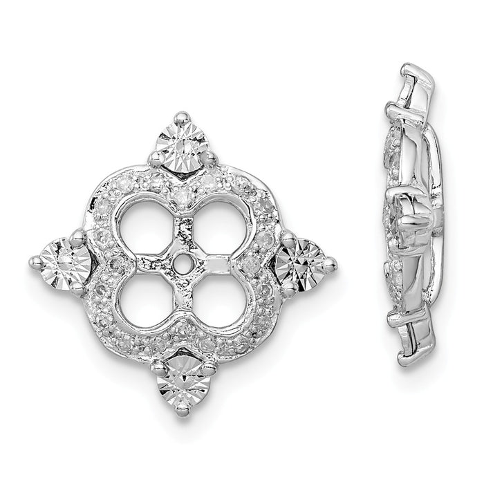 Stella Silver 925 Sterling Silver Rhodium Diamond  Earring Jacket, 15mm x 15mm