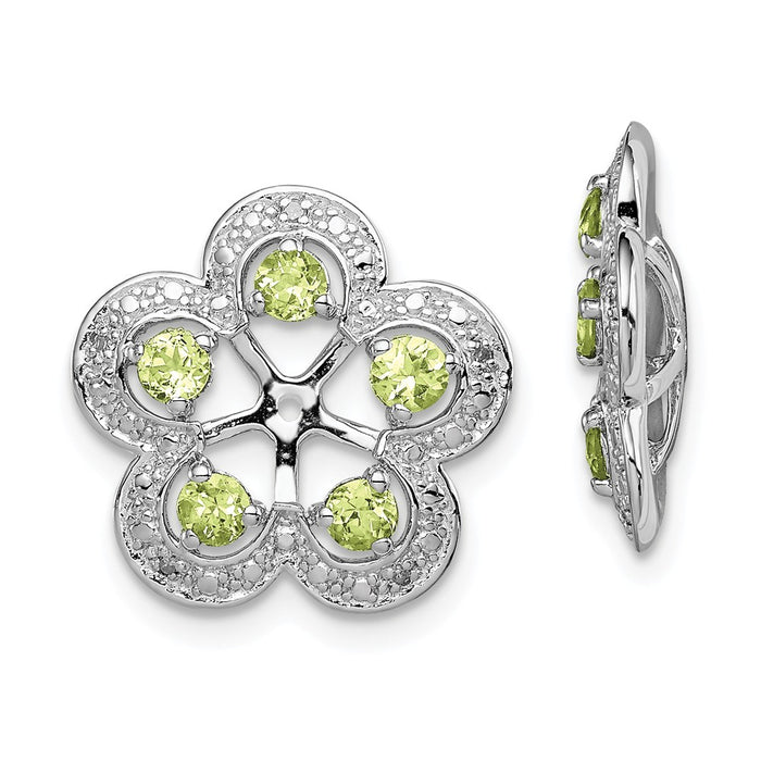 Stella Silver 925 Sterling Silver Rhodium Diamond  & Peridot Earring Jacket, 16mm x 15mm