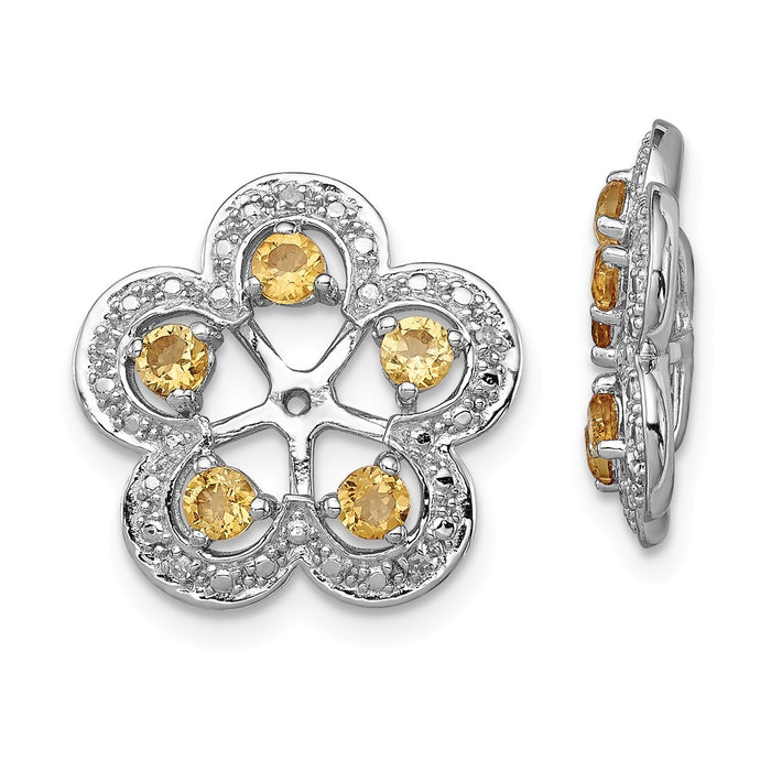 Stella Silver 925 Sterling Silver Rhodium Diamond  & Citrine Earring Jacket, 16mm x 15mm