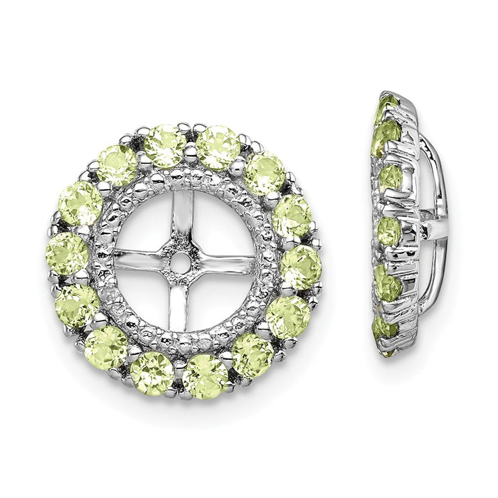 Stella Silver 925 Sterling Silver Rhodium Diamond  & Peridot Earring Jacket, 13mm x 13mm