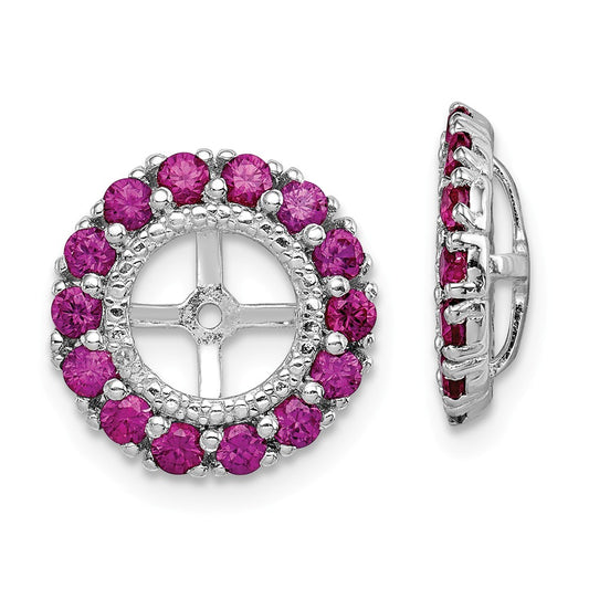 Stella Silver 925 Sterling Silver Rhodium Diamond  & Created Ruby Earring Jacket, 13mm x 13mm