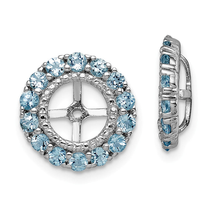 Stella Silver 925 Sterling Silver Rhodium Diamond  & Aquamarine Earring Jacket, 13mm x 13mm