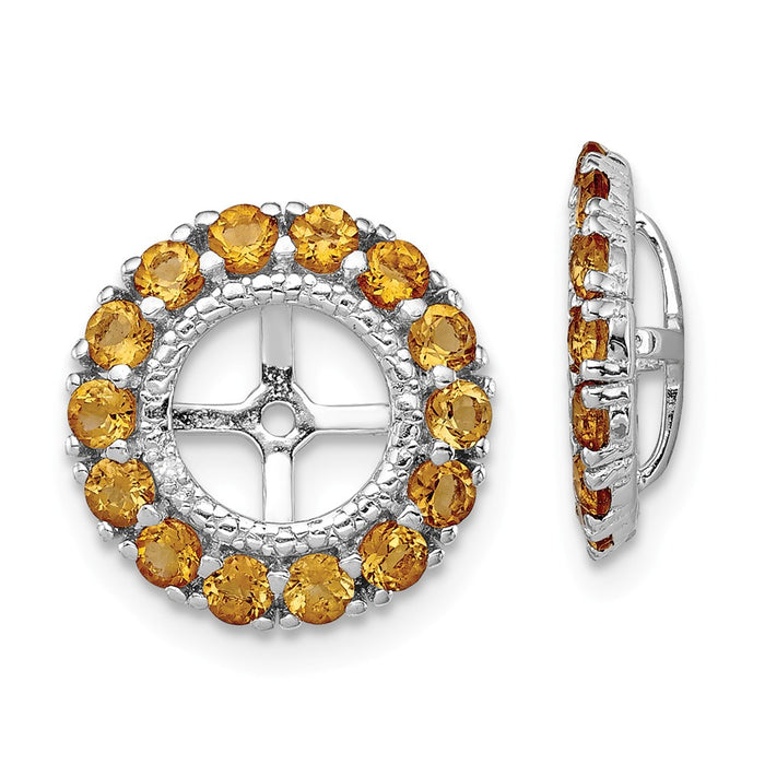 Stella Silver 925 Sterling Silver Rhodium Diamond  & Citrine Earring Jacket, 13mm x 13mm