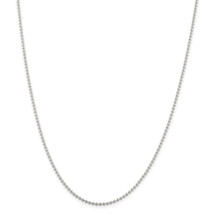 Million Charms 925 Sterling Silver 2mm Beaded Necklace, Chain Length: 16 inches