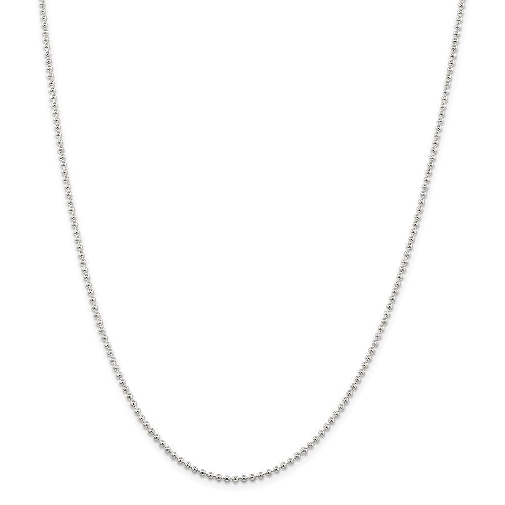 Million Charms 925 Sterling Silver 2mm Beaded Necklace, Chain Length: 24 inches