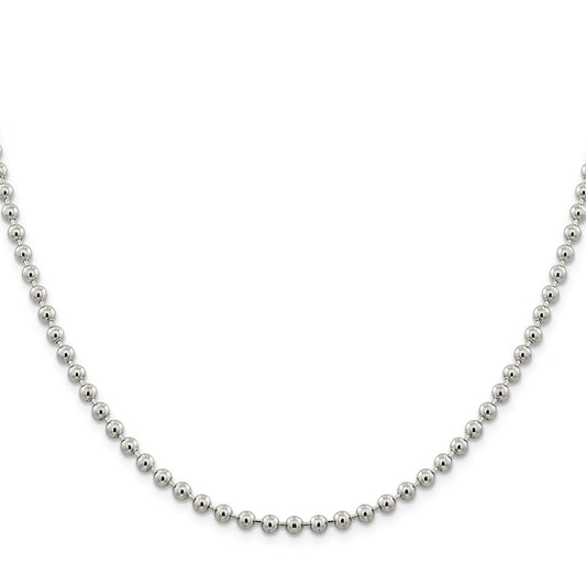 Million Charms 925 Sterling Silver 4mm Beaded Necklace, Chain Length: 16 inches
