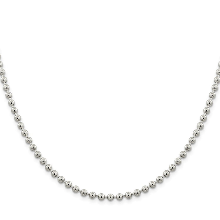 Million Charms 925 Sterling Silver 4mm Beaded Necklace, Chain Length: 16 inches
