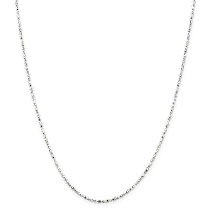 Million Charms 925 Sterling Silver 1.5mm Fancy Beaded Necklace, Chain Length: 24 inches