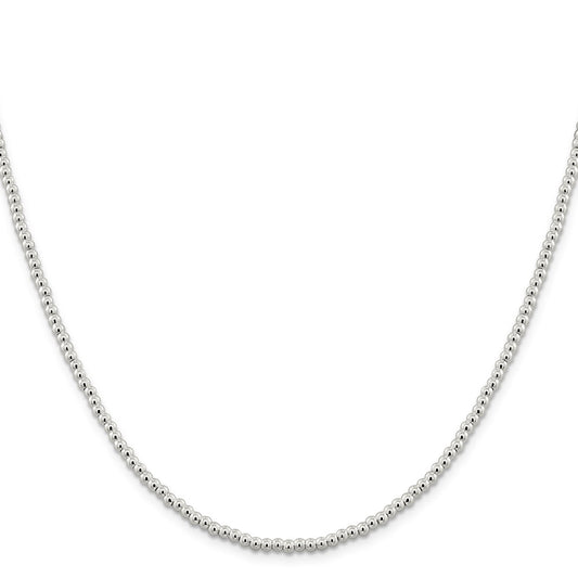 Million Charms 925 Sterling Silver 3mm Beaded Box Chain, Chain Length: 16 inches