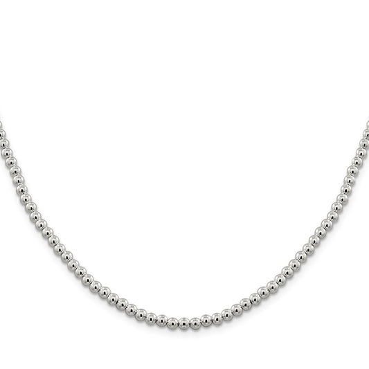Million Charms 925 Sterling Silver 4mm Beaded Box Chain, Chain Length: 16 inches