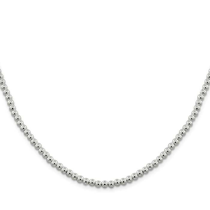Million Charms 925 Sterling Silver 4mm Beaded Box Chain, Chain Length: 16 inches