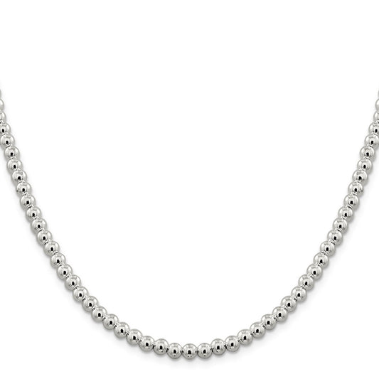 Million Charms 925 Sterling Silver 5mm Beaded Box Chain, Chain Length: 16 inches