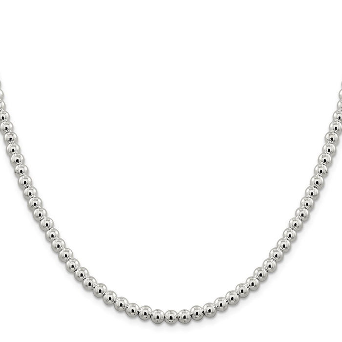 Million Charms 925 Sterling Silver 5mm Beaded Box Chain, Chain Length: 16 inches