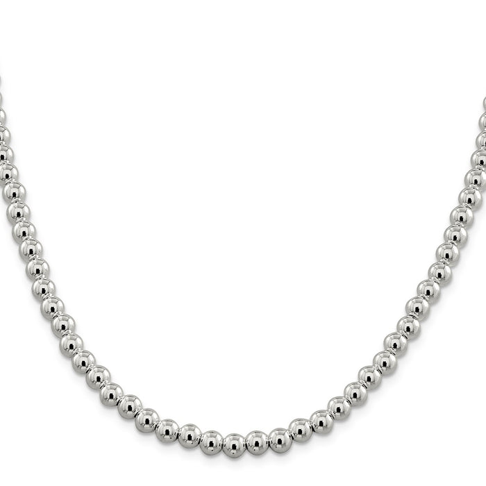 Million Charms 925 Sterling Silver 6.10mm Beaded Box Chain, Chain Length: 16 inches