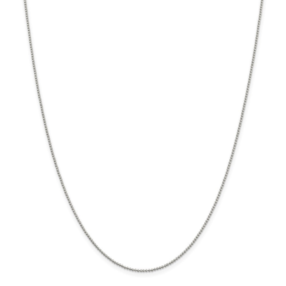Million Charms 925 Sterling Silver 1.25mm Beaded Chain, Chain Length: 24 inches
