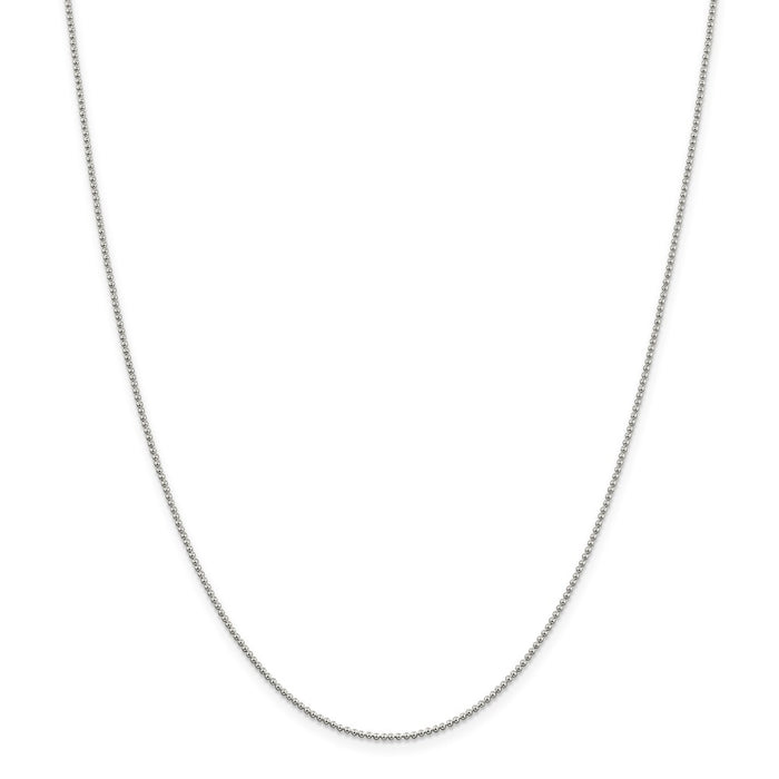 Million Charms 925 Sterling Silver 1.25mm Beaded Chain, Chain Length: 24 inches