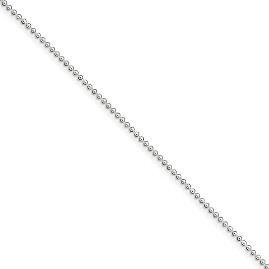 Million Charms 925 Sterling Silver 1.5mm Beaded Chain, Chain Length: 9 inches