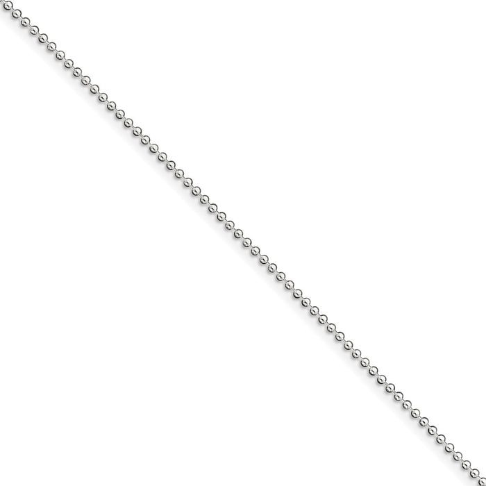 Million Charms 925 Sterling Silver 1.5mm Beaded Chain, Chain Length: 9 inches