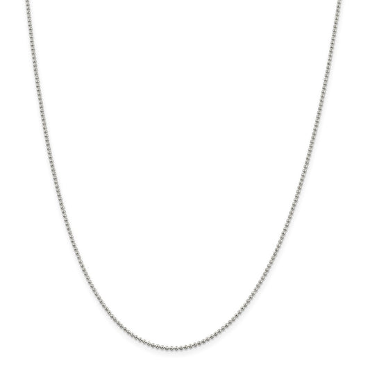 Million Charms 925 Sterling Silver 1.5mm Beaded Chain, Chain Length: 24 inches