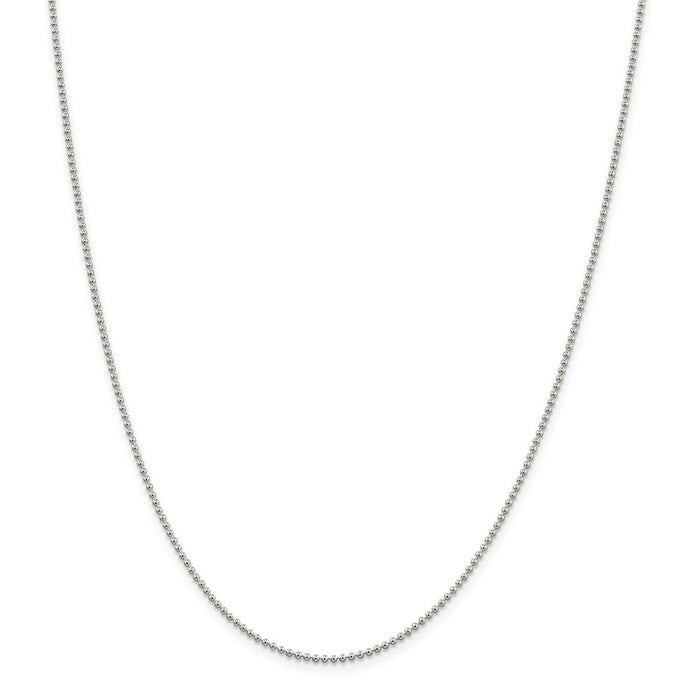 Million Charms 925 Sterling Silver 1.5mm Beaded Chain, Chain Length: 24 inches