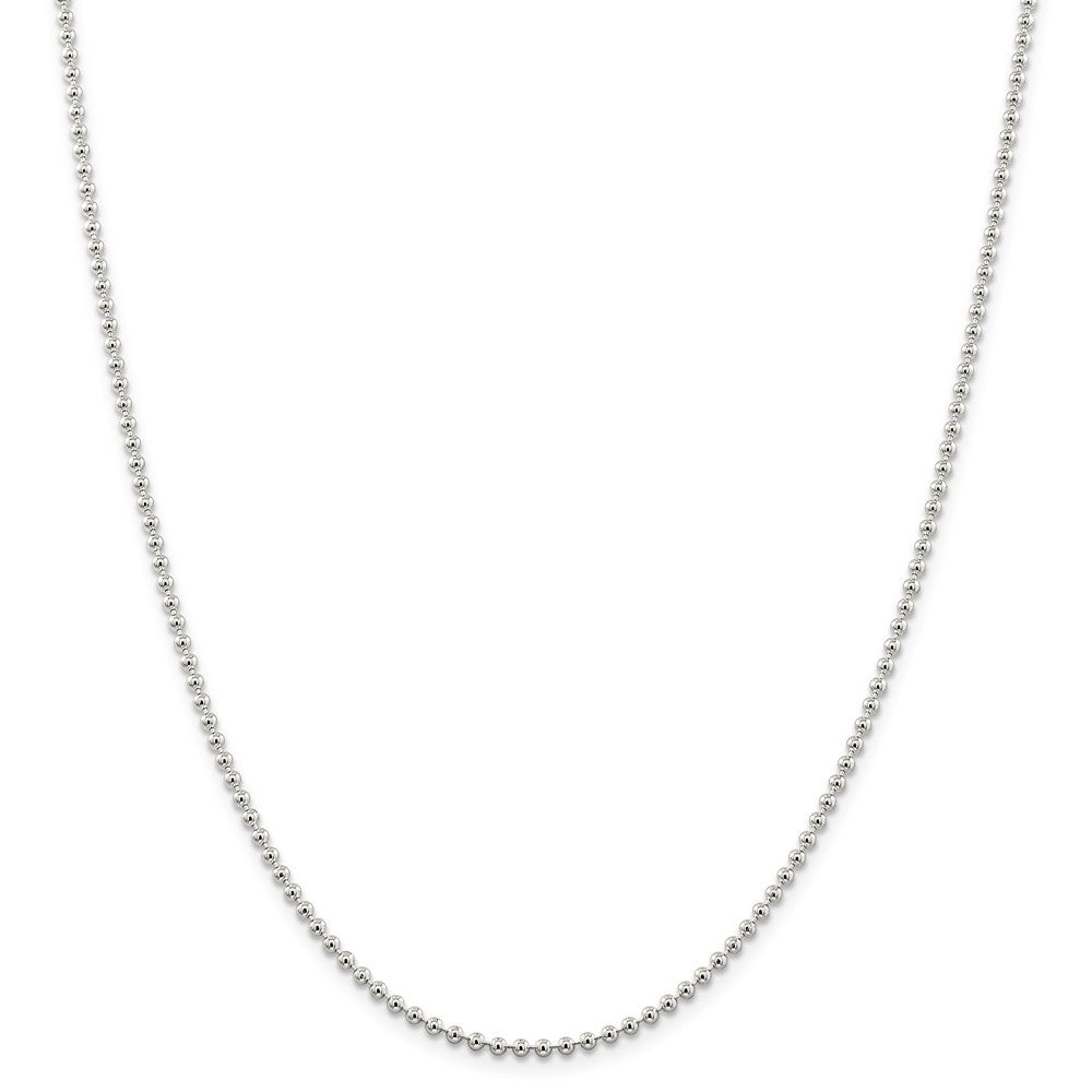 Million Charms 925 Sterling Silver 2.35mm Beaded Chain, Chain Length: 24 inches