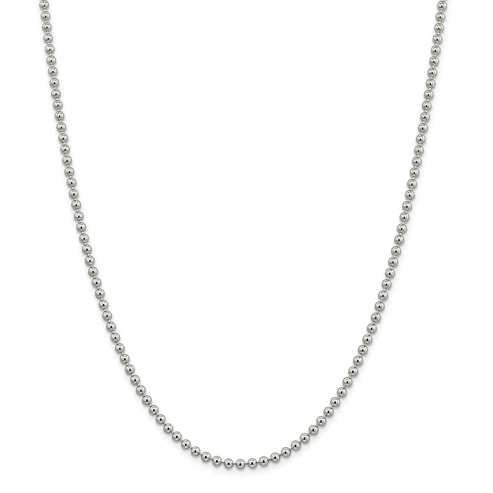 Million Charms 925 Sterling Silver 3mm Beaded Chain, Chain Length: 16 inches