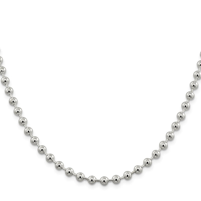 Million Charms 925 Sterling Silver 5.00mm Beaded Chain, Chain Length: 16 inches