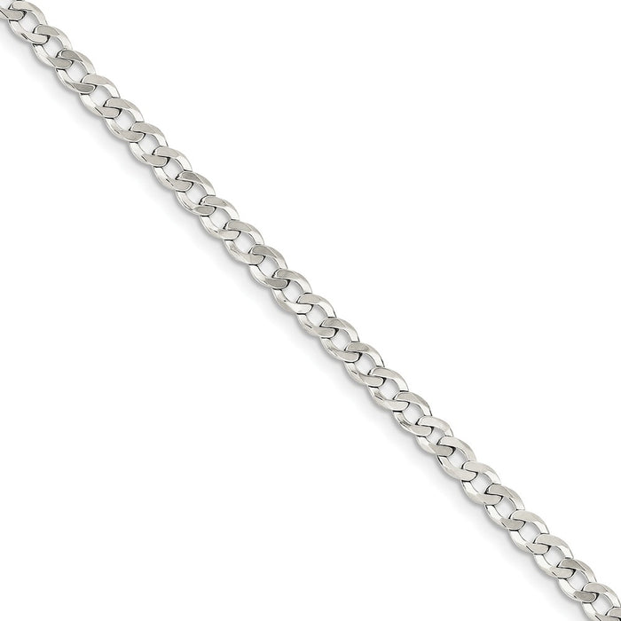 Million Charms 925 Sterling Silver 4.5mm Close Link Flat Curb Chain, Chain Length: 8 inches